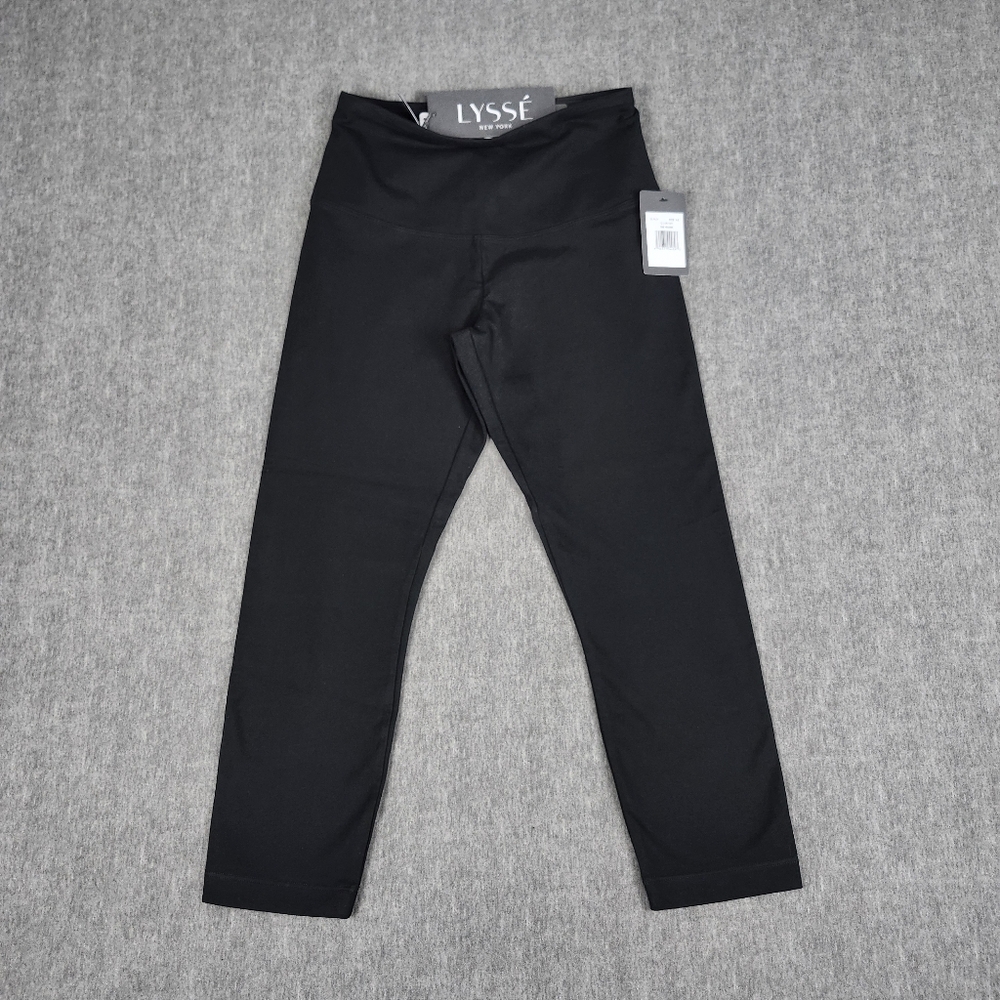 Lysse Crop Black Women Size XS 360° Smoothing Waistband Cotton Spandex NIB